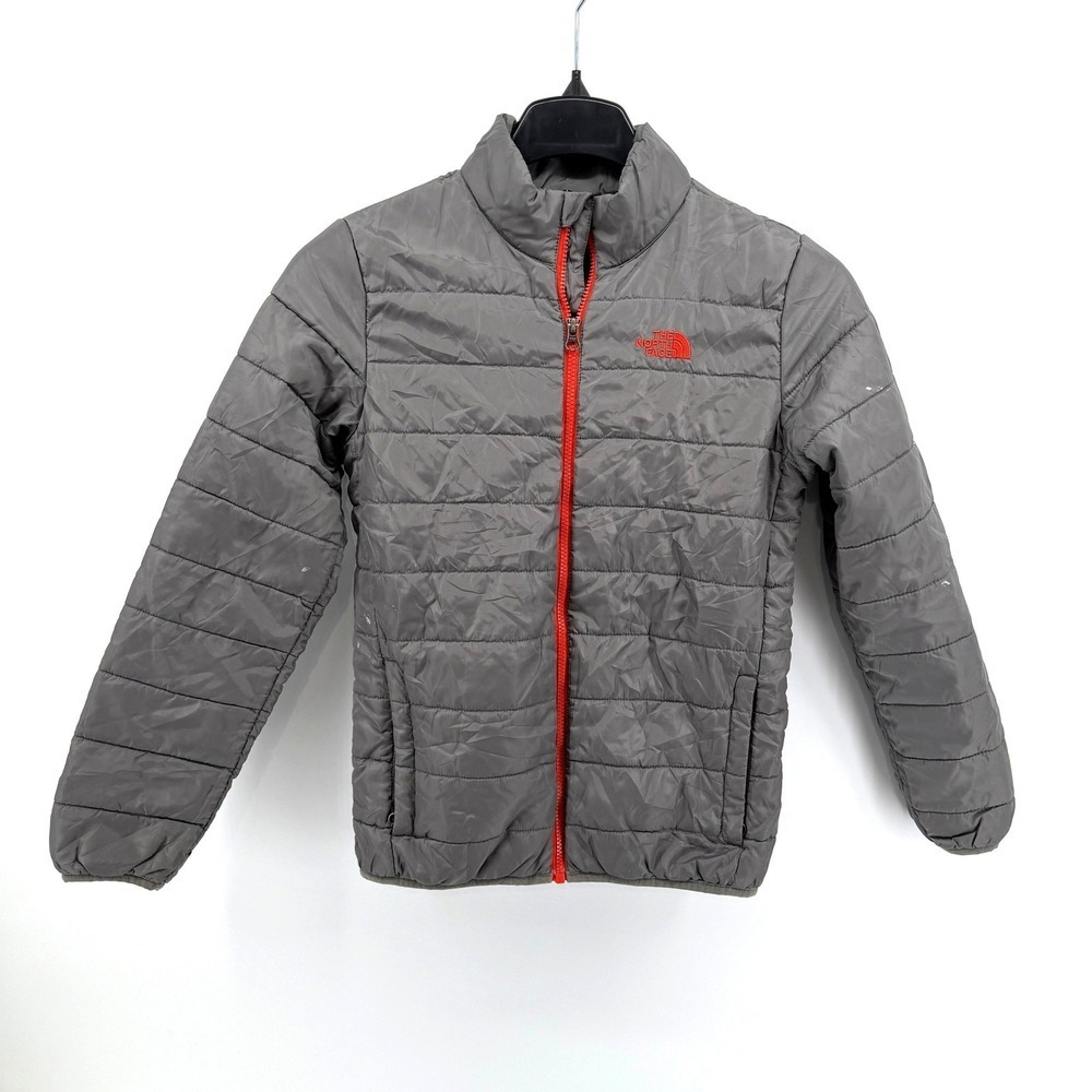 The North‎ Face Gray *FLAWS Boys Large 14/16 Pre-Owned Orange Zip Puffer Jacket